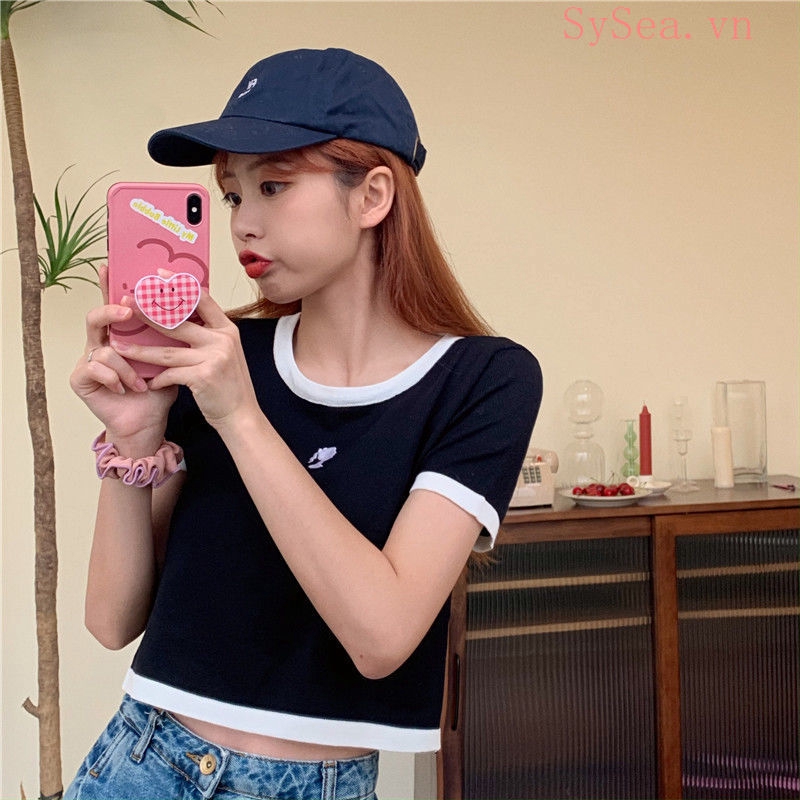 Áo Dệt Kim Nữ Tay Ngắn Phong Cách Hàn Quốc