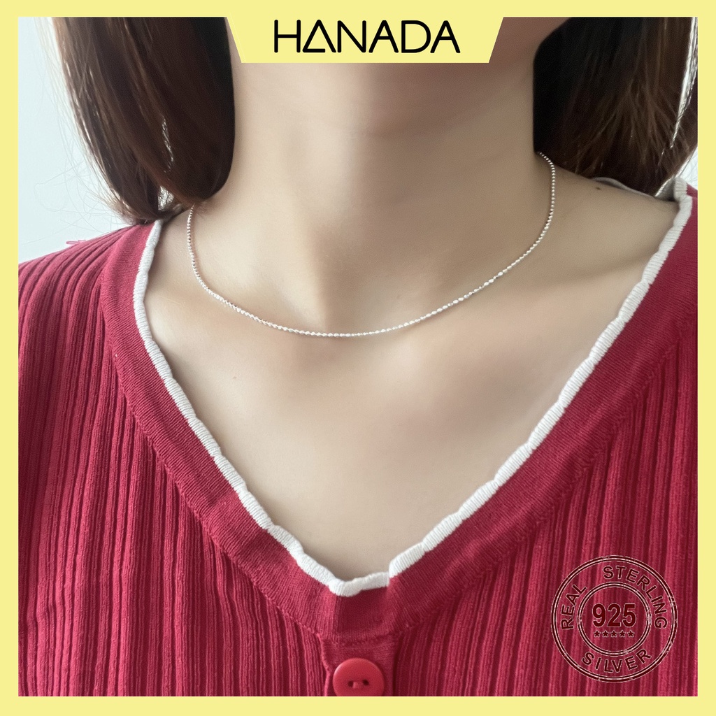 Dây Chuyền Trơn Bạc Hanad 8 Phân Kiểu Dáng Cách Điệu Vòng Cổ Bi Tròn Trơn Đơn Giản