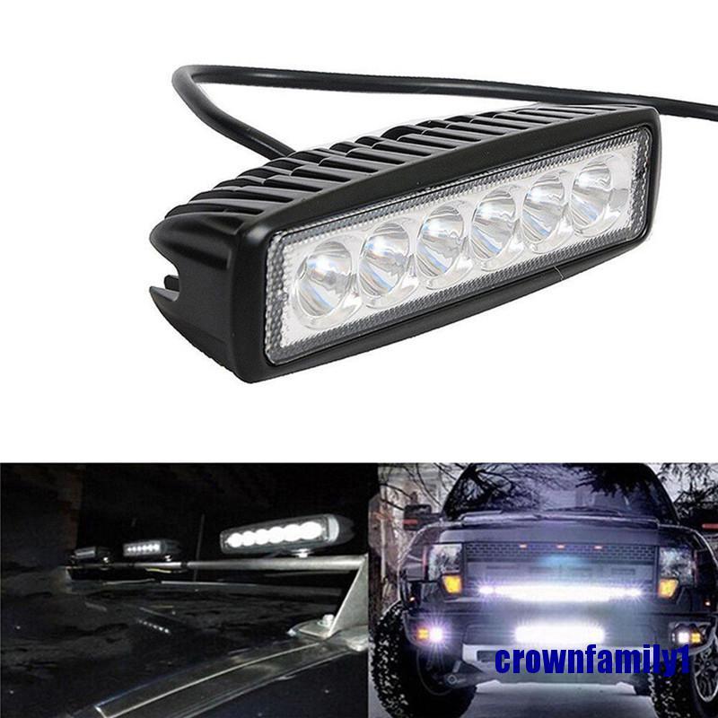 (crownfamily1) 18W 6000K LED Work Light Bar Driving Lamp Fog Off Road SUV Car Boat Truck