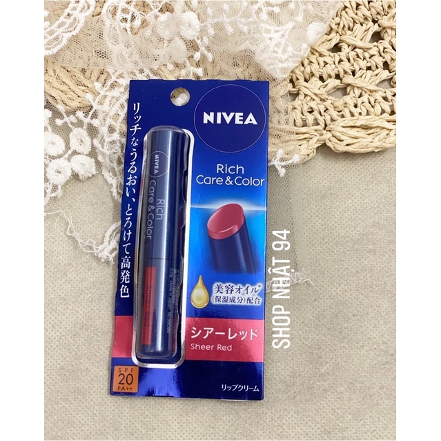 Hộp son Nivea màu đỏ của Nhật[có bill]