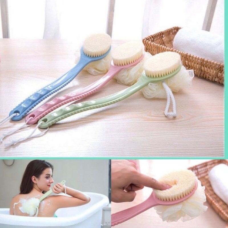 Cây bàn chải cọ lưng kèm bông tắm - Tiện dụng