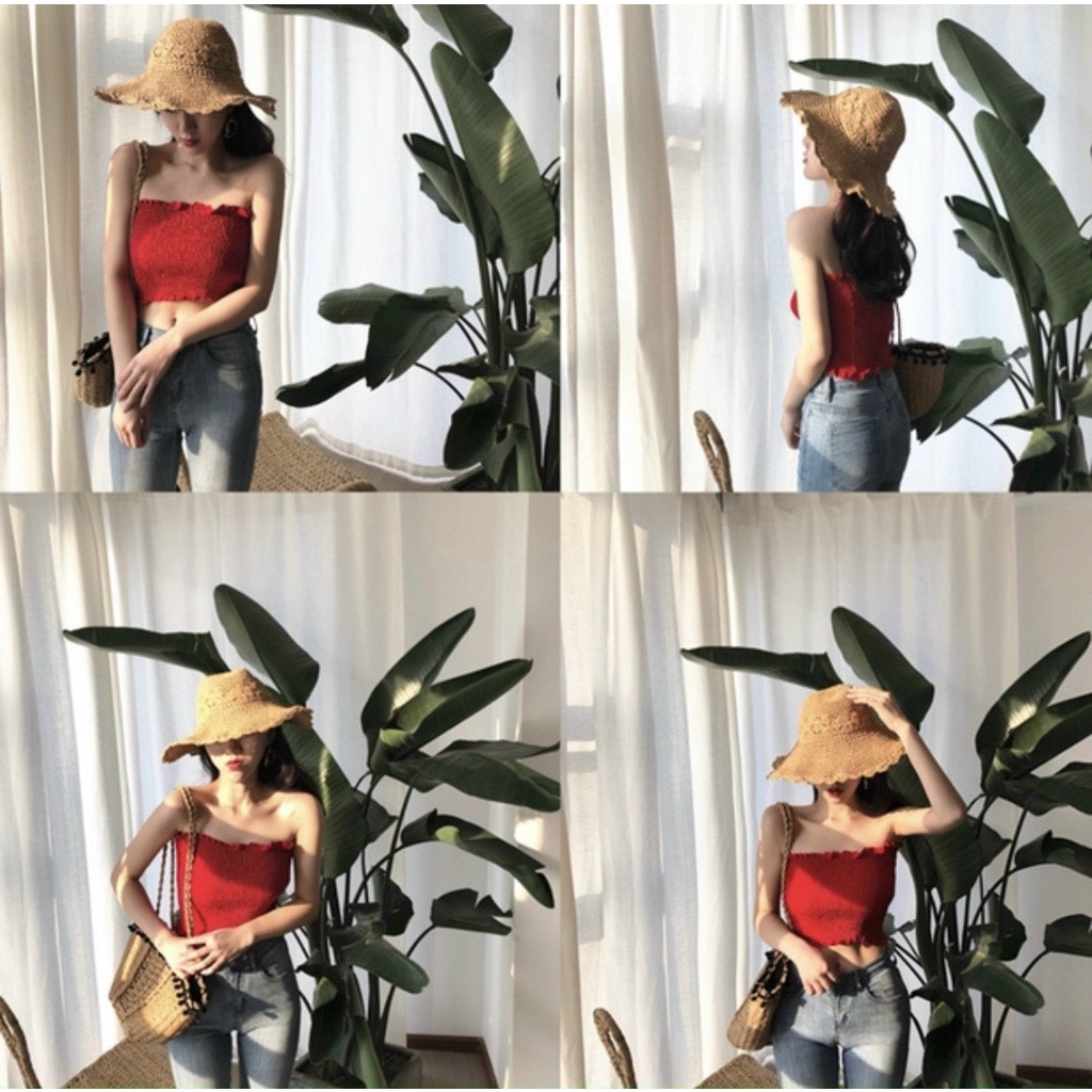 Áo ống croptop nhúm trơn cực xinh , chất voan mềm mịn mát