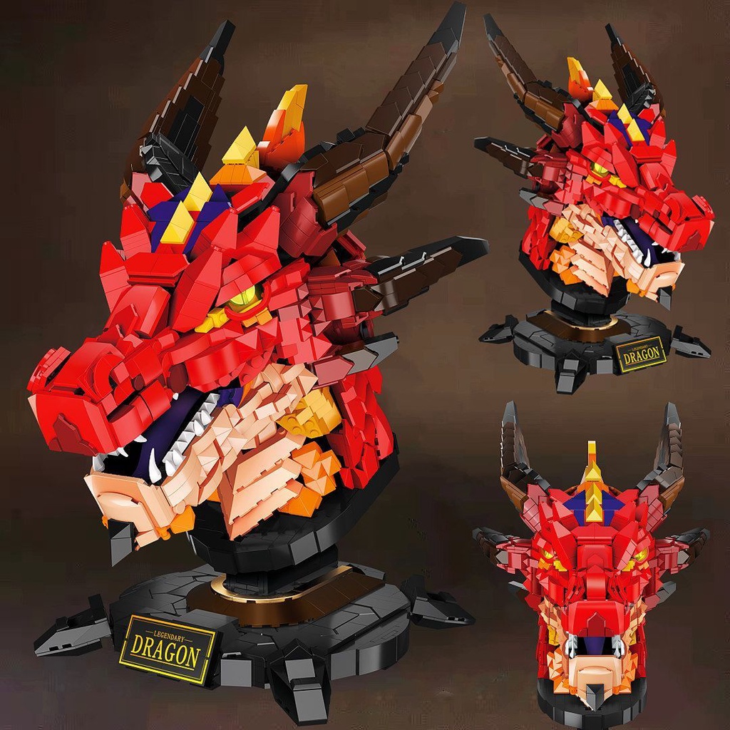 Đồ chơi Lắp ráp Mô hình đầu rồng LN1008 Legendary Dragon Moc Creative Series Fire Dragon Ornaments