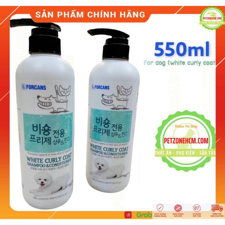 Sữa tắm Forcans White Curly Coat 550ml 💥FREESHIP💥cho chó lông xoăn màu trắng như POODLE TRẮNG (550ML) Forbis