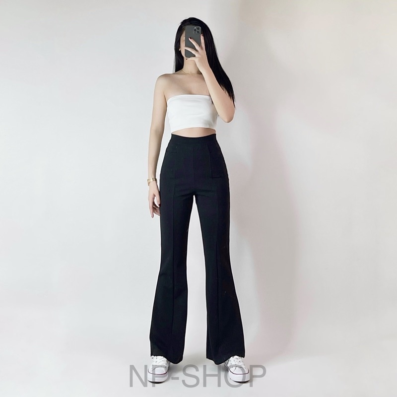 Quần tây nữ ống loe NPSHOP lưng cao dáng dài, quần ống loe cạp cao vải mềm mịn co giãn | BigBuy360 - bigbuy360.vn