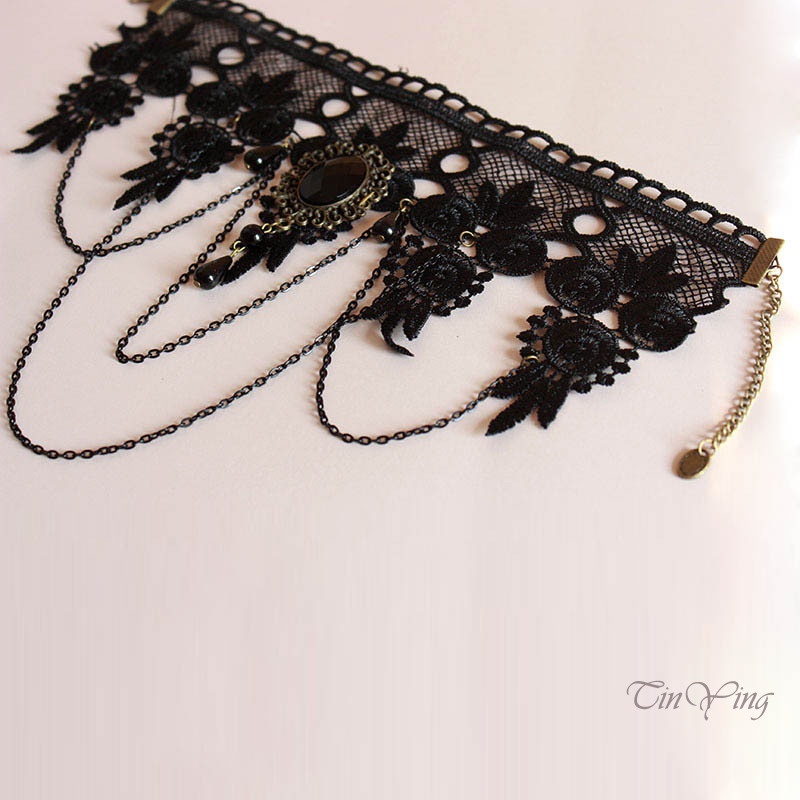 GETNOIVAS Vòng cổ choker phối ren thời trang quyến rũ độc đáo cho nữ