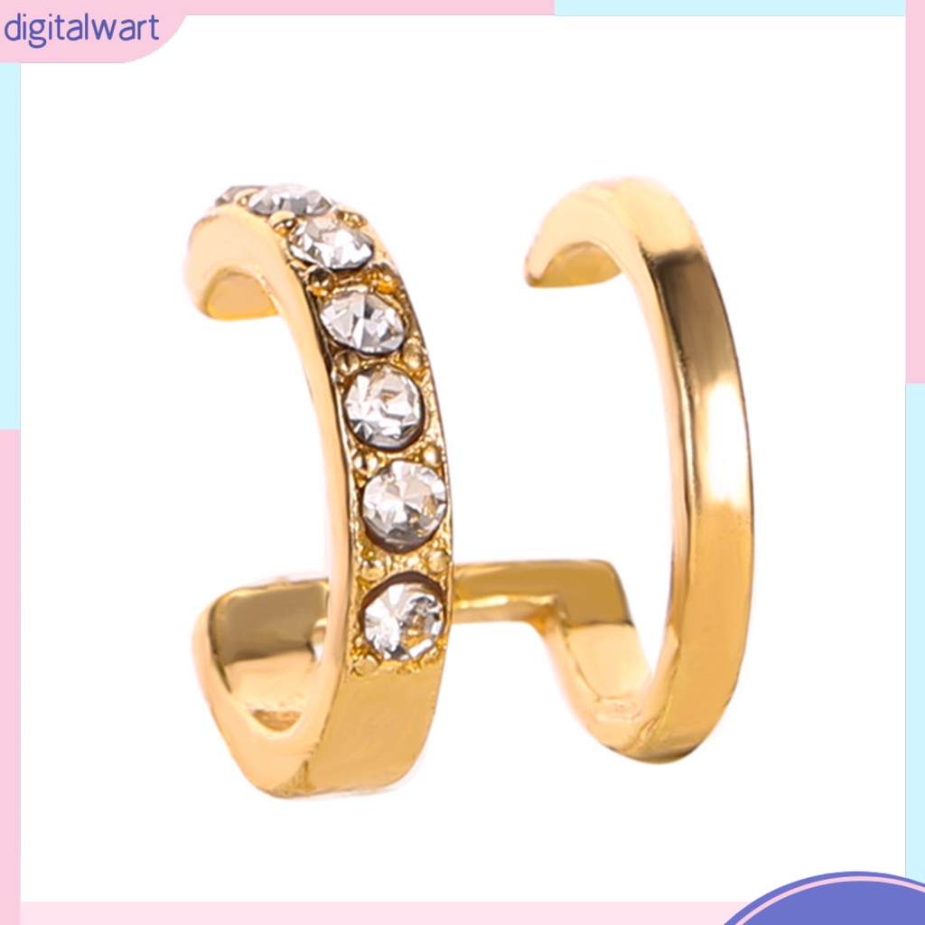 Khuyên kim loại đeo vành tai thiết kế đính đá lấp lánh nữ tính