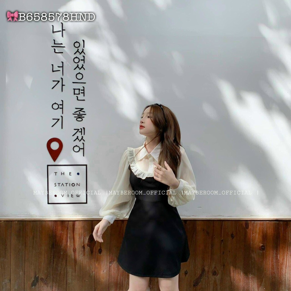 Đầm Xòe Họa Tiết Cổ Sơ Mi Tay Dài Thanh Lịch Thơi Trang Dạo Phố Dự Tiệc- Winchois | BigBuy360 - bigbuy360.vn