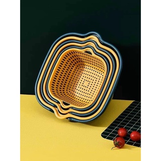 Combo rổ 6 món rổ nhựa chậu ráo nước hai lớp cao cấp tiện lợi