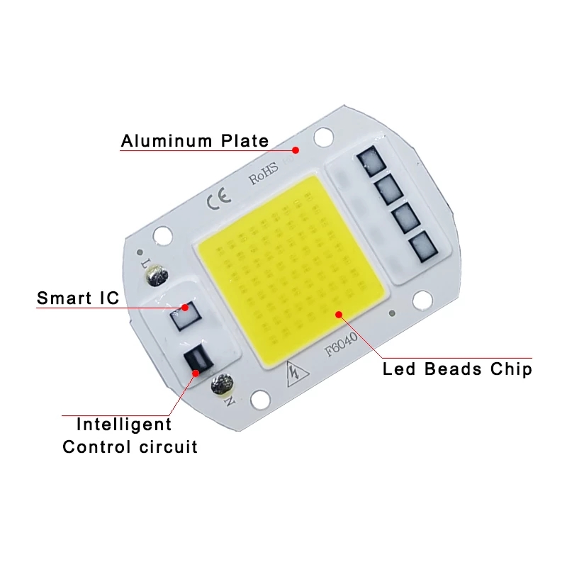 Chip bóng đèn LED COB 20W 30W 50W 110V 220V ánh sáng trắng/trắng ấm dùng để tự làm đèn pha chiếu sáng ngoài trời