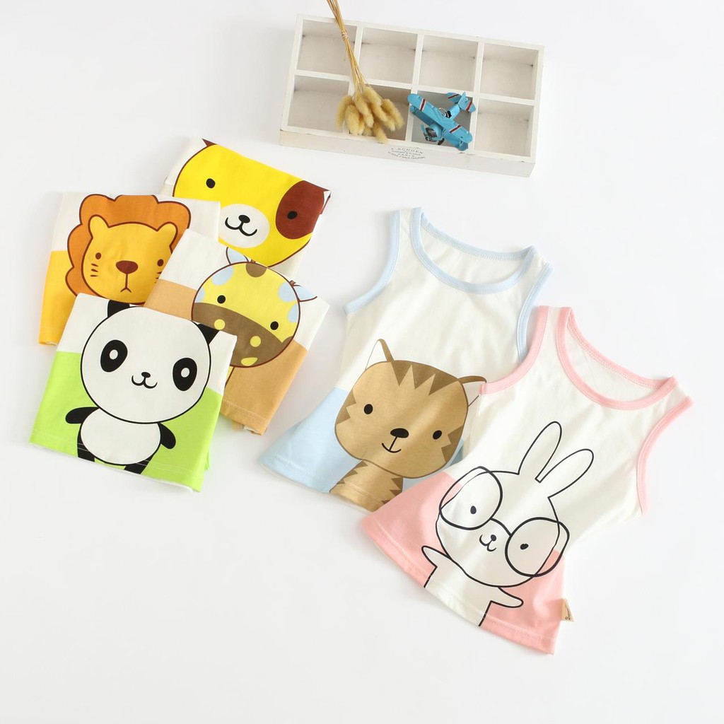 Áo ba lỗ cho bé in hình hoạt hình dễ thương,chất cotton mềm mại thoáng mát