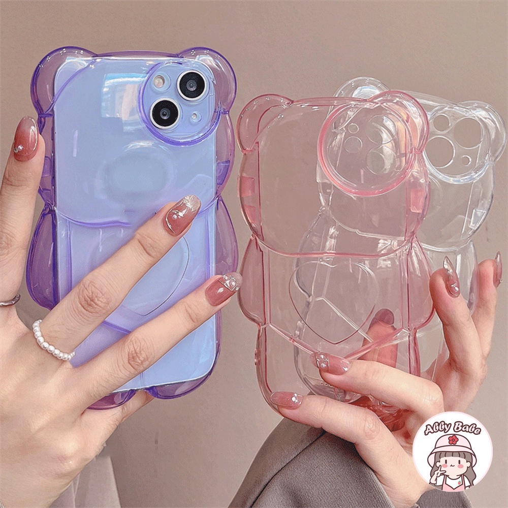 Ốp Điện Thoại TPU Dẻo Trong Suốt Hình Gấu 3D Chống Mồ Hôi Cho Iphone 11 7Plus 13 12 11 Pro Max X XS 12 13 XR