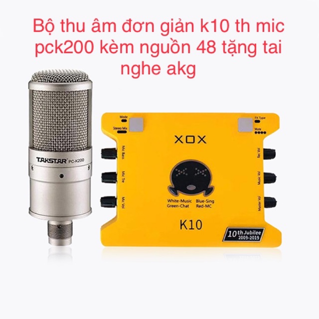 Bộ thu âm đơn giản k10 th mic tarstar pck200 tặng tai nghe