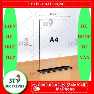 [BÃO SALE] Menu mica A4 để bàn, menu để bàn, standee để bàn A4