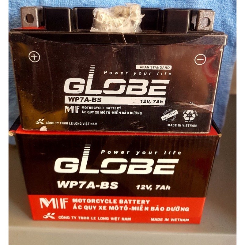 Bình Ắc Quy Globe WP7A-BS (12V, 7Ah) cho xe ATILA, SHARK,...