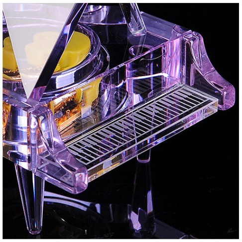 Hộp nhạc bằng pha lê mô hình đàn piano màu tím