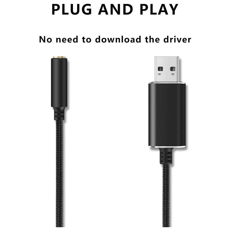 Dây Cáp Chuyển Đổi Thẻ Âm Thanh Chất Lượng Cao / USB Sang Micro Âm Thanh 3.5 mm Cho PS4 Laptop
