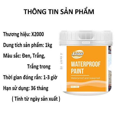 Sơn chống thấm, keo chống thấm X2000 chống rò rỉ vết nứt tường nhà, mái nhà, trần, sân thượng triệt để