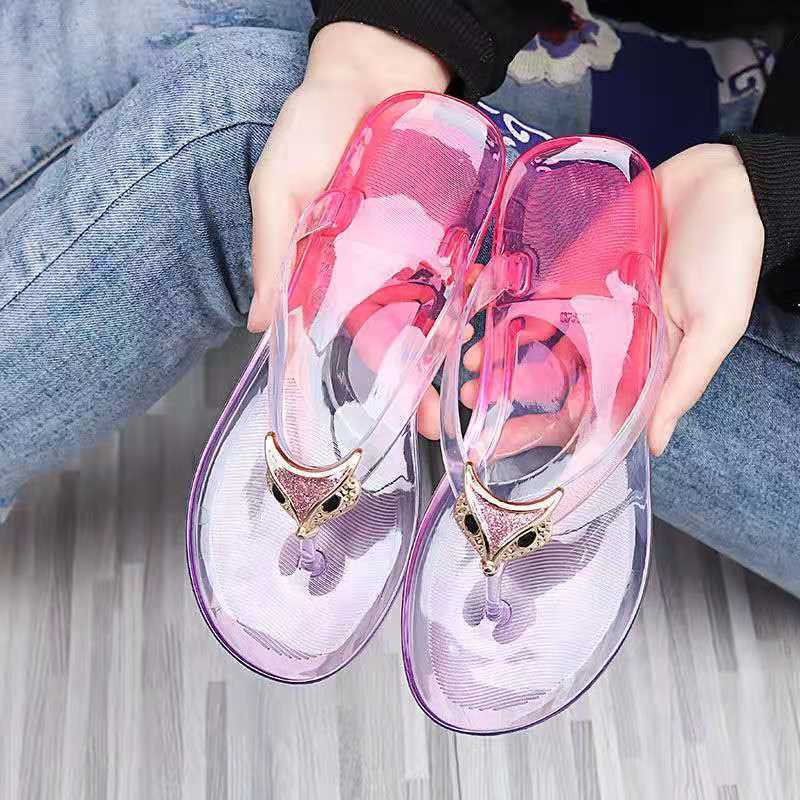 Transparent slippers women's slippers Korean fashion shoes flat shoes women's shoes slippers net red leisure
