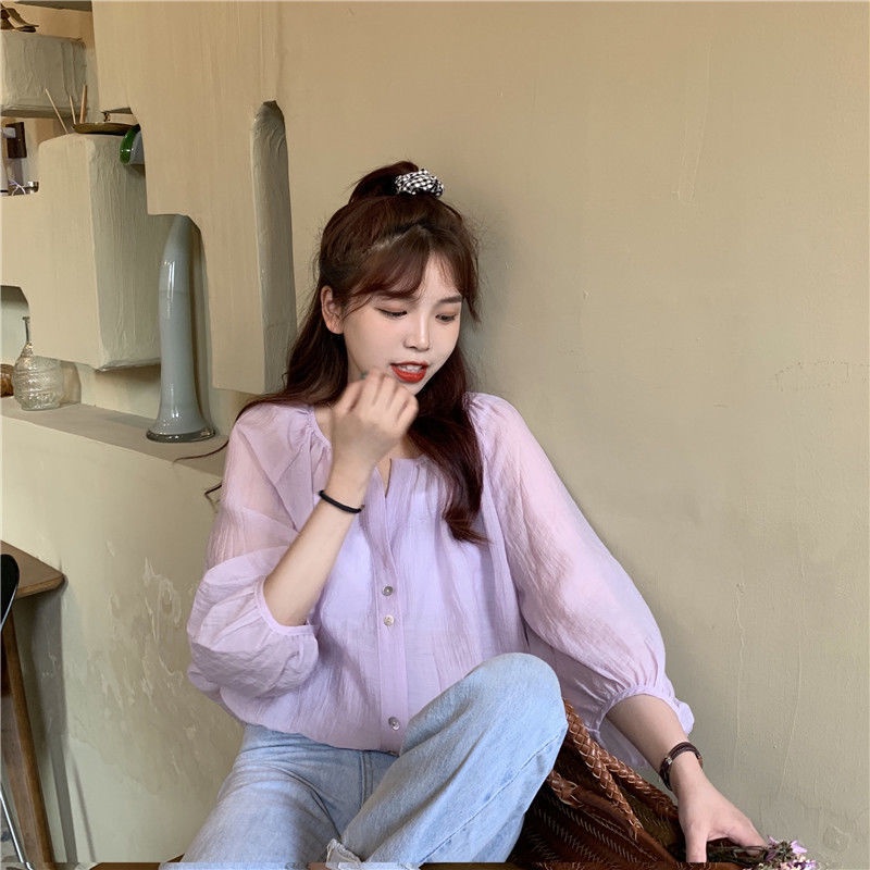 Áo Sơ Mi Chiffon Tay Dài Thời Trang Hàn Quốc