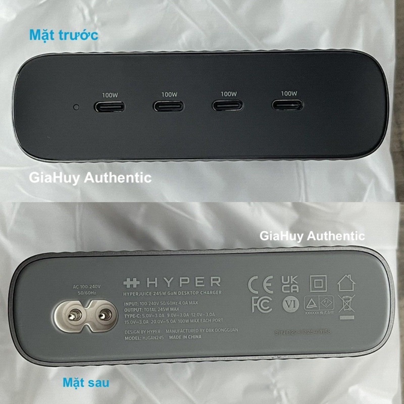 Củ sạc để bàn HYPERJUICE GaN 245W HJ-GAN245 04 USB-C PD/PPS/QC4+ 100W nhỏ nhất thế giới - Hàng chính hãng, BH 24 tháng