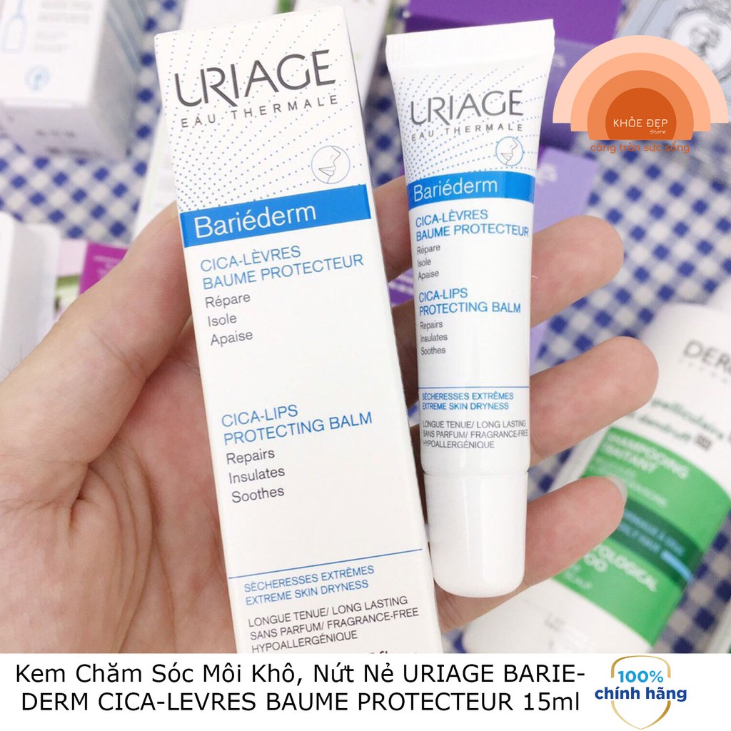 Kem Chăm Sóc Môi Khô, Nứt Nẻ URIAGE BARIEDERM CICA-LEVRES BAUME PROTECTEUR 15ml