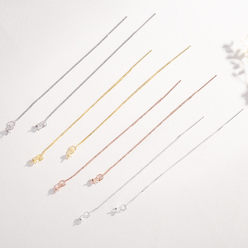 [B7T1] Phụ kiện trang sức (DIY) - Cặp (2) bông tai bạc trống hạt kiểu thả tự do điều chỉnh 2 chiều