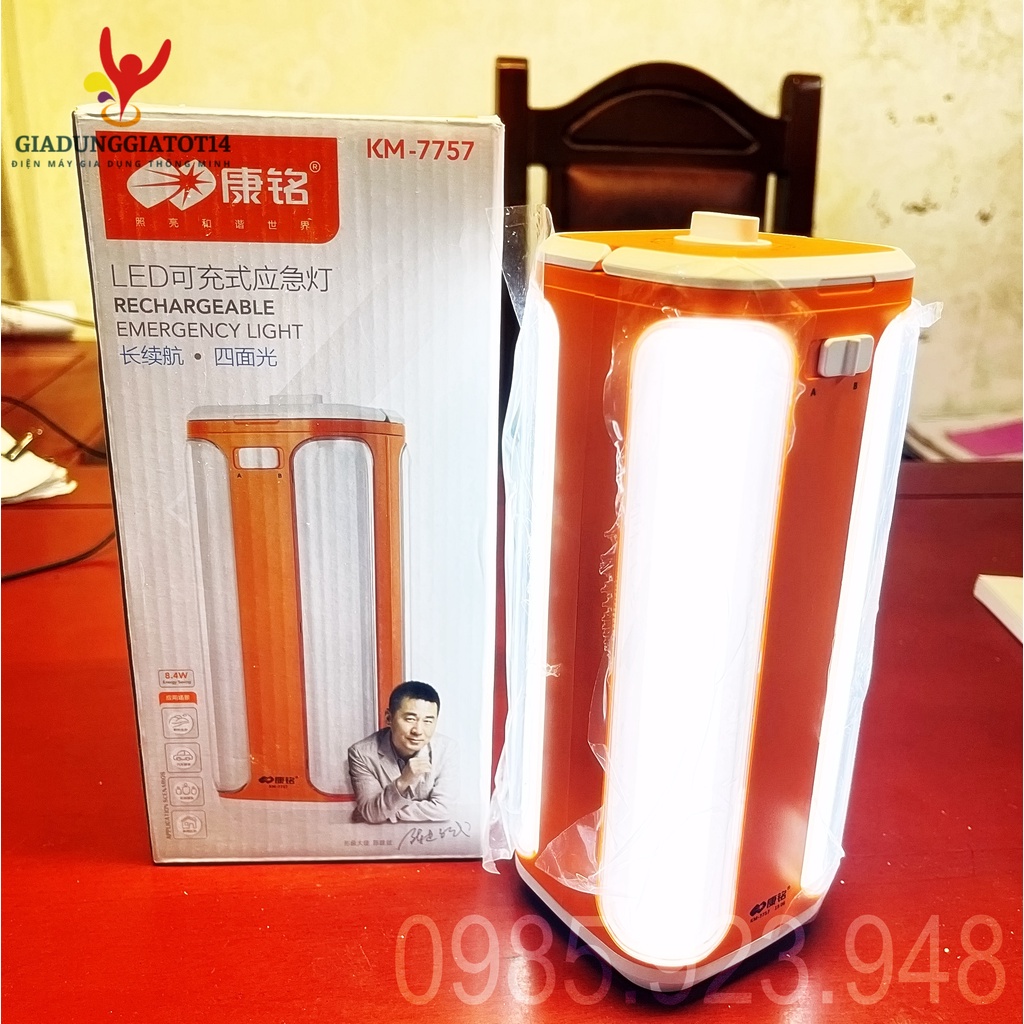 Đèn Led tích điện KM-7757 5V-DC, được làm từ nhựa cao cấp ABS -Chứng chỉ Nhật Bản JIS 8112:2008