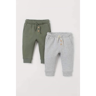 HM H&M Auth Set 2 quần nỉ jogger bé trai xám xanh