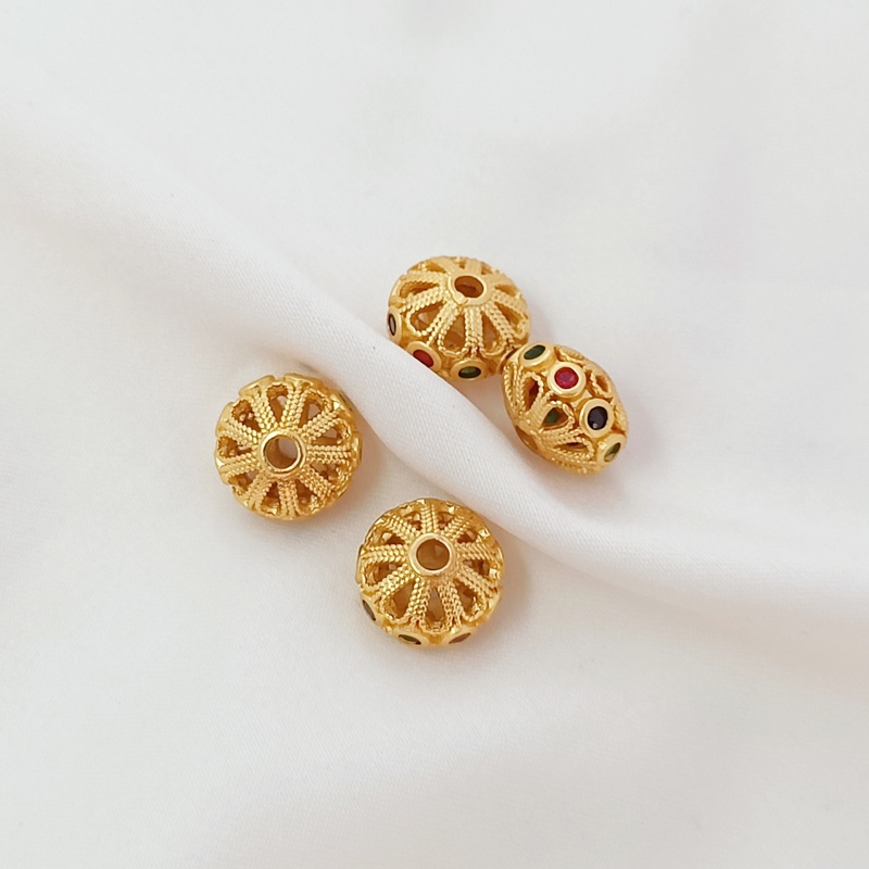 Hạt Xỏ Lỗ Hình Hoa Bằng Đá Zircon Nhiều Màu Sắc Dùng Làm Trang Sức DIY