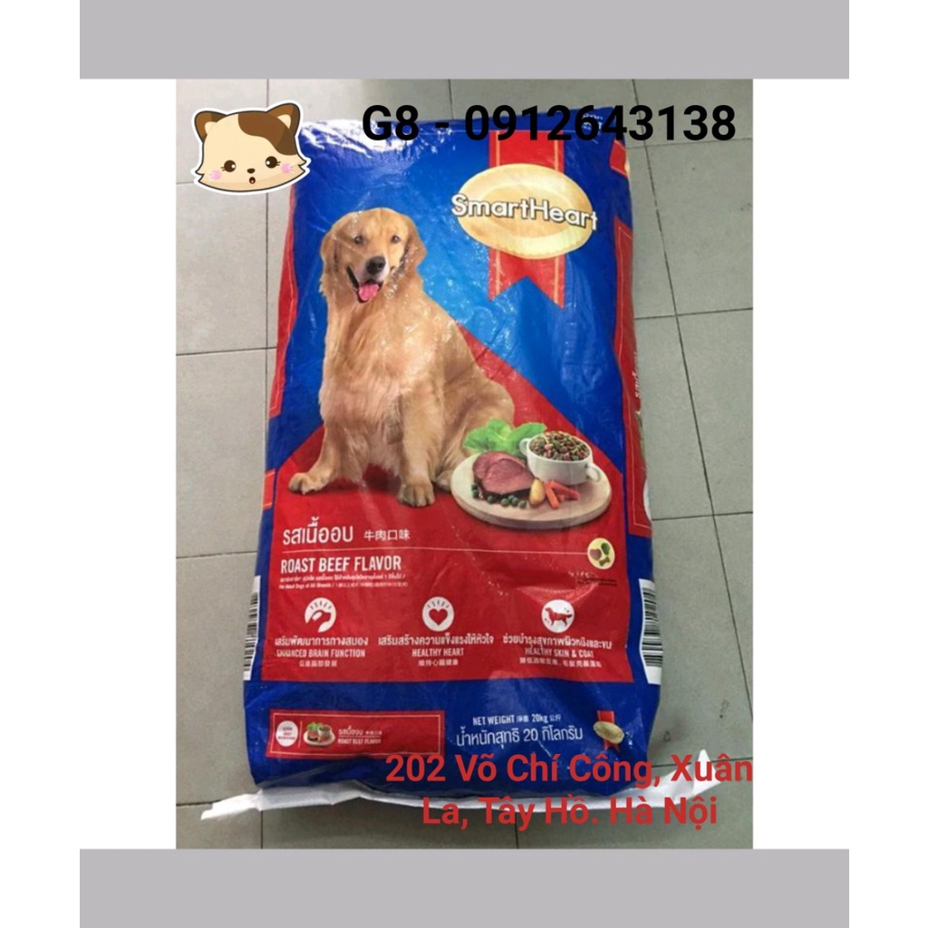 20KG (50 gói 400g) thức ăn cho chó trưởng thành SmartHeart vị bò nướng