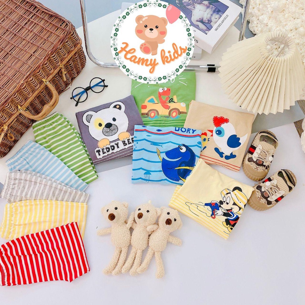 Đồ Bộ Dài Tay Trẻ Em Minky Mom Chính Hãng Thun Lạnh Quần Sọc Dệt Hình Cá Gấu Mickey Cho Bé 0-5 Tuổi Dưới 20kg - Hamykids
