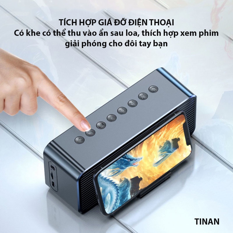 Loa Bluetooth Không Dây MC H8, Hiển Thị Nhiệt Độ, Đèn LED