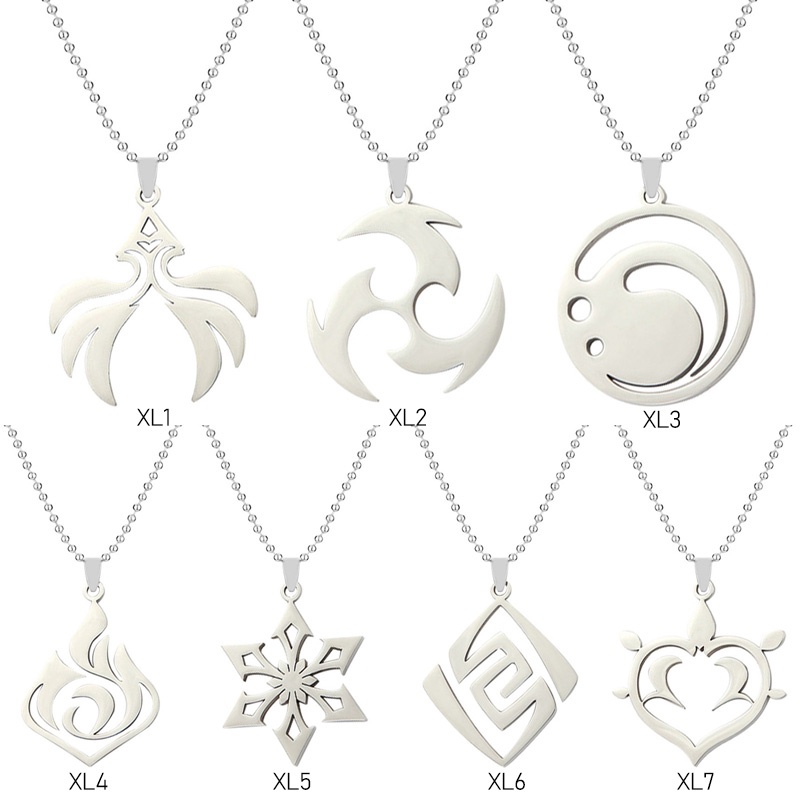 Vòng cổ Hình Hoa Genshin Impact Wind Thunder/Dùng Nước Lửa/ Đá/Lá Cây/Lá