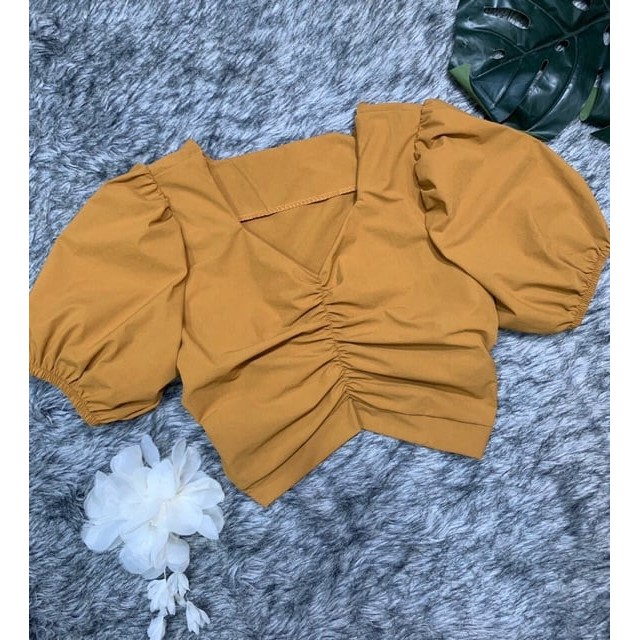 [freeship50k]Áo Croptop Nữ Dáng Ôm Tay Ngắn Bồng,Áo Croptop Cổ Tim Tay Phồng_Ảnh thật | BigBuy360 - bigbuy360.vn