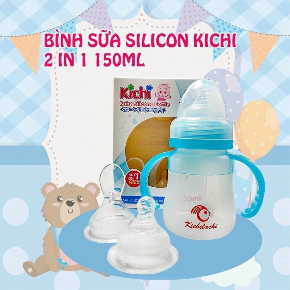 [Tặng Kèm Núm Ti] Bình Sữa [KICHILACHI Chính Hãng] 2in1 thể tích 150ml: Uống Sữa & Bình Thìa Ăn Dặm