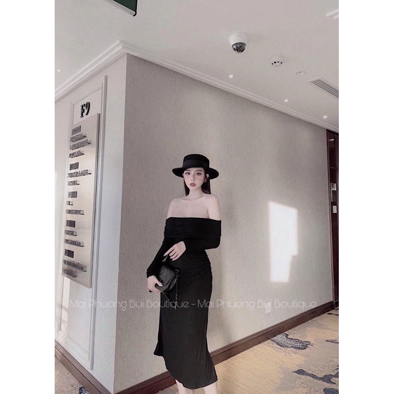 VÁY THỜI TRANG NỮ LEN TĂM TRỄ VAI