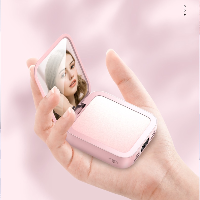 Gương Mini Không Dây 20000mah Đi Kèm 2 Dây Cáp Sạc Dự Phòng Đầu Cắm Micro-USB / Type C
