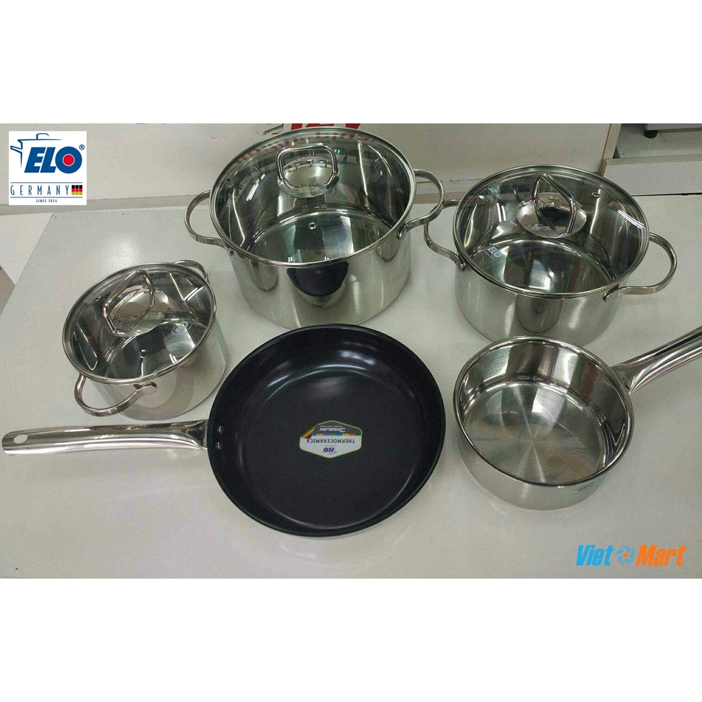 Bộ nồi chảo chống dính ELO Clio Plus 5 chiếc Inox 304