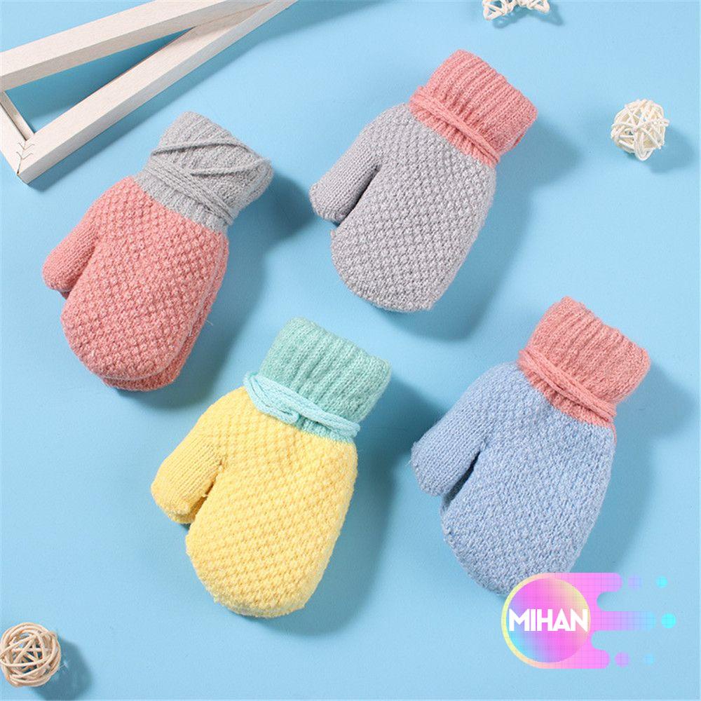 Găng tay giữ ấm mùa đông MIHAN1 dễ thương có dây đeo tay cho bé 2-6 tuổi