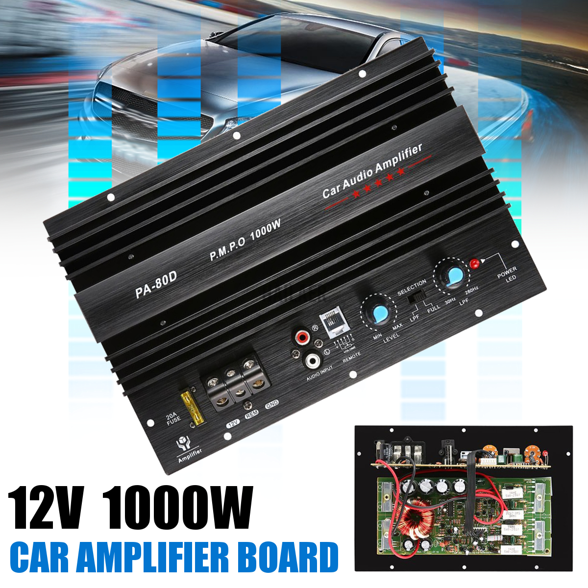 12V 1000W Car Audio High Power Amplifier Amp Board Powerful Subwoofer Bass Amp