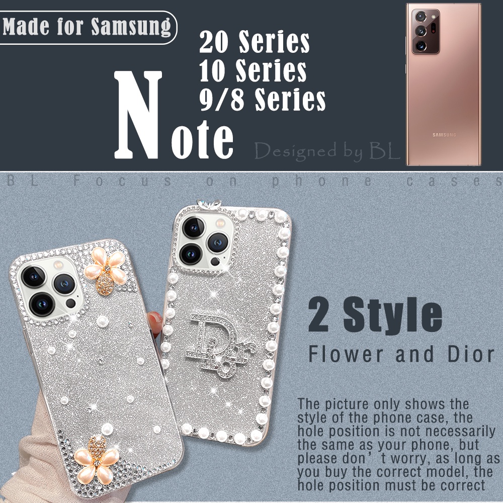 Ốp Điện Thoại Đính Đá Và Ngọc Trai Giả Lấp Lánh Cho Samsung Note 20 ultra Note 10 9 8