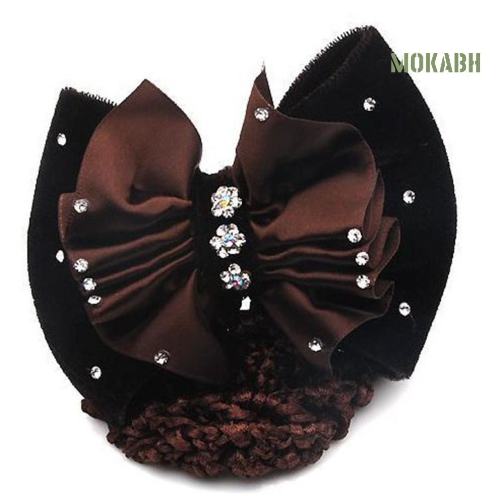 Kẹp Tóc Nơ Vải Satin Đính Đá Thời Trang Cho Nữ