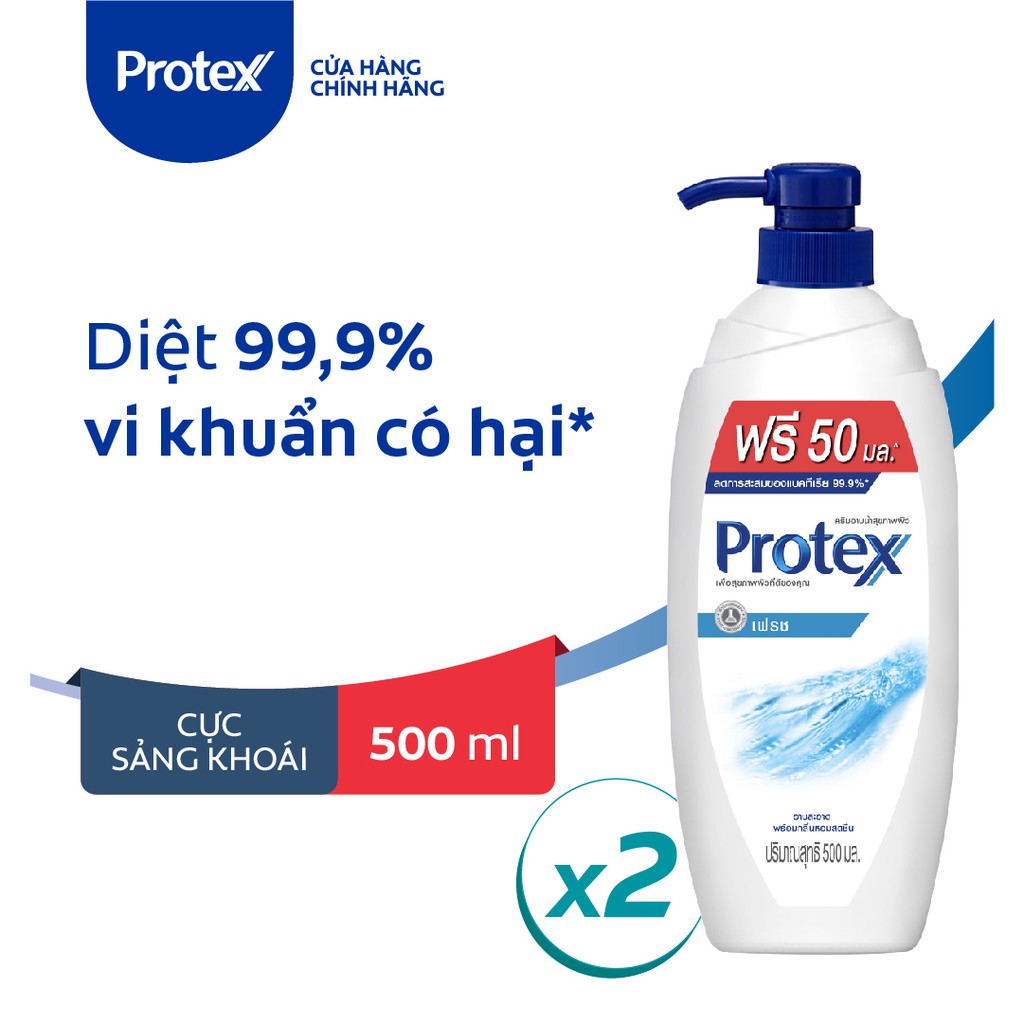 Bộ 2 sữa tắm diệt 99.9% vi khuẩn Protex Fresh sạch sảng khoái 500ml/chai