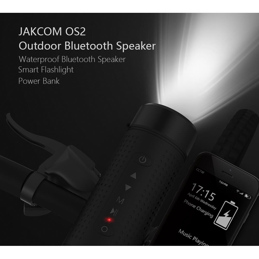 Jakcom OS2 Outdoor Bluetooth Speaker Waterproof 5200mAh Power Bank Bicycle Portable Subwoofer Bass Speaker LED light