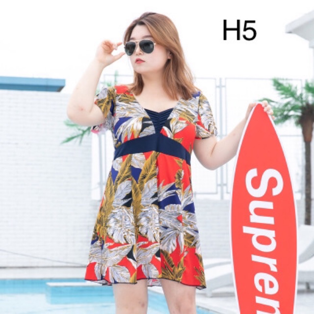 Bikini Đồ Bơi Bộ Bơi Liền Thân Dạng Váy (Có Quần Đùi Bên Trong) Che Bụng Kín Đáo, Big Size 70-100kg