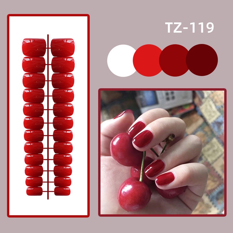 Set 24 móng tay giả đầu tròn màu sắc xinh xắn<br>