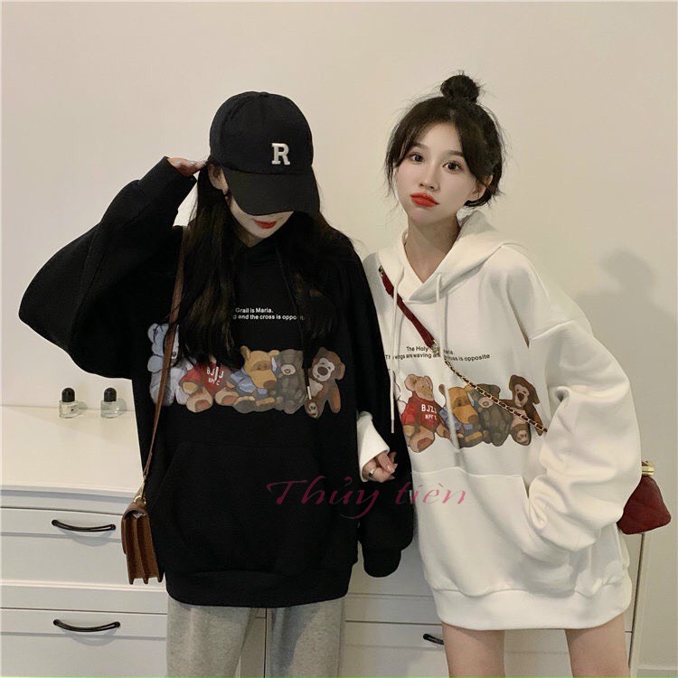 Áo hoodie nam nữ nỉ in hình gấu dễ thương chất nỉ bông dày dặn