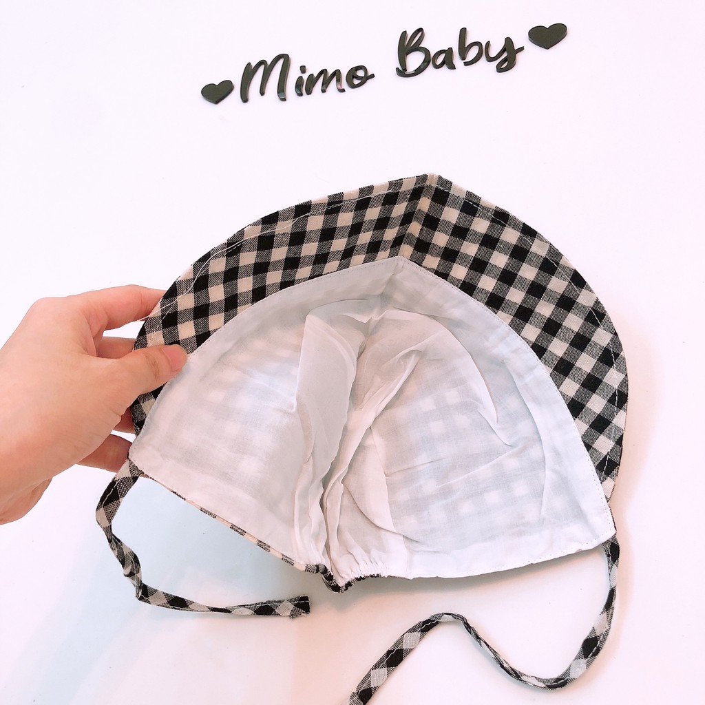 Mũ tiểu thư vải đũi vintage cho bé (0-12m) MTT163 Mimo Baby