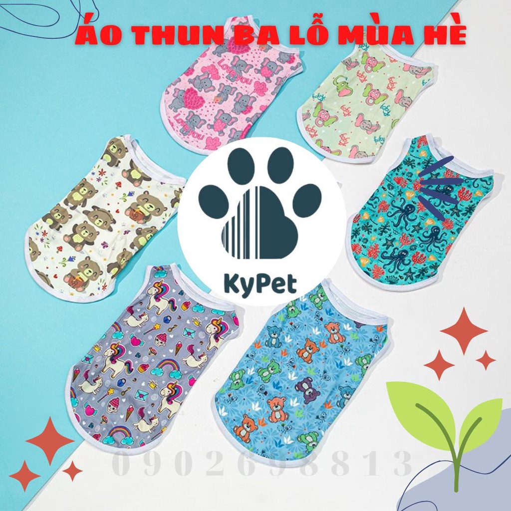 Áo thun họa tiết xinh xắn cho thú cưng- Áo ba lỗ mát mẻ dành cho chó mèo